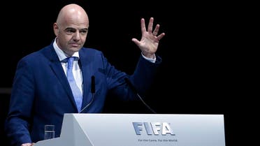 FIFA presidential candidate Gianni Infantino of Italy and Switzerland makes a speech during the Extraordinary Congress in Zurich, Switzerland February 26, 2016. REUTERS