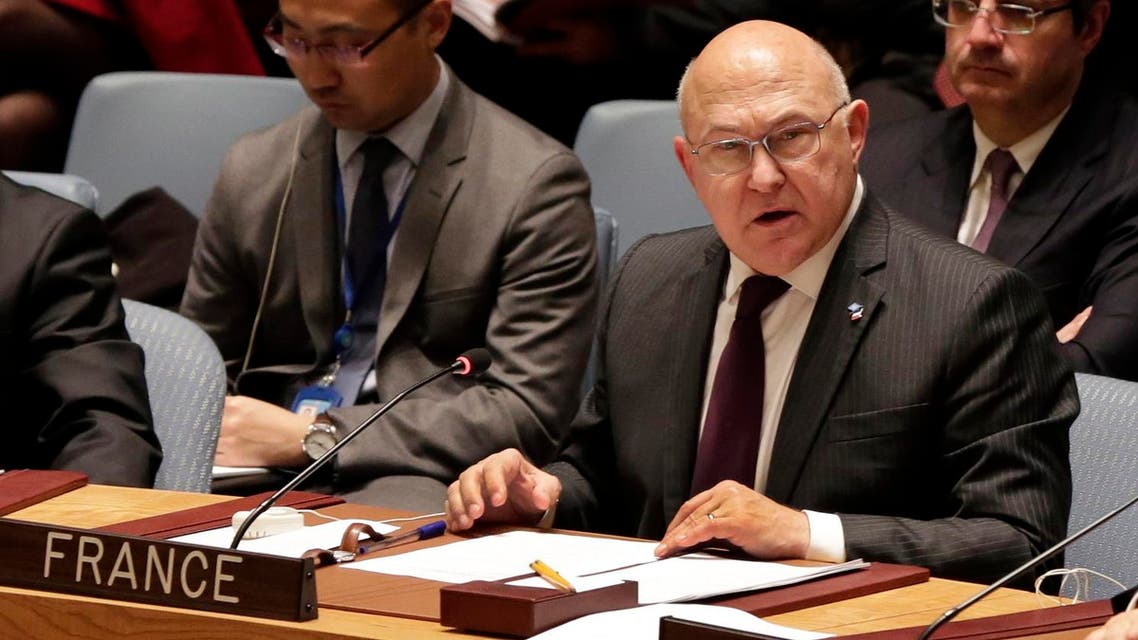 France's Finance Minister Michel Sapin speaks in the United Nations Security Council, Thursday, Dec. 17, 2015. AP