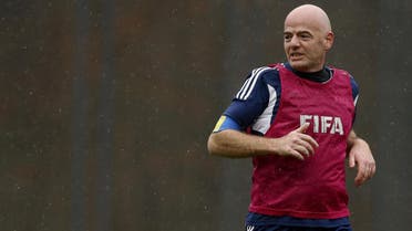 New FIFA President Infantino plays a friendly football match at FIFA headquarters in Zurich. (Reuters)