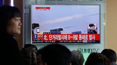 People watch a TV news program showing a file footage of the missile launch conducted by North Korea, at Seoul Railway Station in Seoul, South Korea, Thursday, March 3, 2016. AP