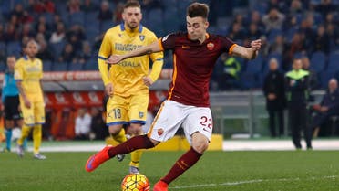 Roma’s Stephan El Shaarawy kicks the ball during a Serie A soccer match between Roma and Frosinone, at Rome's Olympic stadium, Saturday, Jan. 30, 2016. (AP)