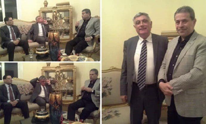 Tawfik Okasha receiving the Israeli ambassador at his home. He published the pictures on Twitter.