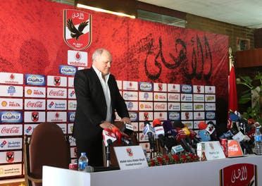 Former Tottenham manager Martin Jol arrives to attend a press conference in Al-Ahly club as he was unveiled as the new coach for Egyptian Premier League leaders Al-Ahly. (Reuters)