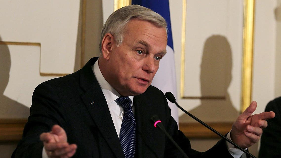 French Foreign Minister Jean-Marc Ayrault speaks during a press conference with Egyptian Foreign Minister Sameh Shoukry (not pictured) in Cairo, Egypt, March 9, 2016. REUTERS