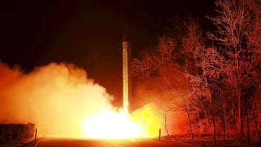 A ballistic rocket launch drill of the Strategic Force of the Korean People's Army (KPA) is seen at an unknown location, in this undated photo released by North Korea's Korean Central News Agency (KCNA) in Pyongyang on March 11, 2016. REUTERS/KCNA