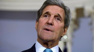 Secretary of State John Kerry speaks to reporter during a media availability with Danish Foreign Minister Kristian Jensen, Wednesday, March 9, 2016, at the State Department in Washington. (AP Photo/Susan Walsh)