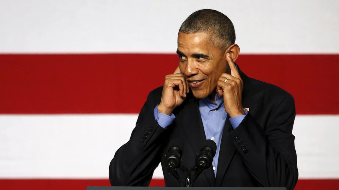 U.S. President Barack Obama jokes that he met rapper J. Cole's grandmother backstage, telling her she might have to cover her ears for some of her grandson's more explicit lyrics. (Reuters)