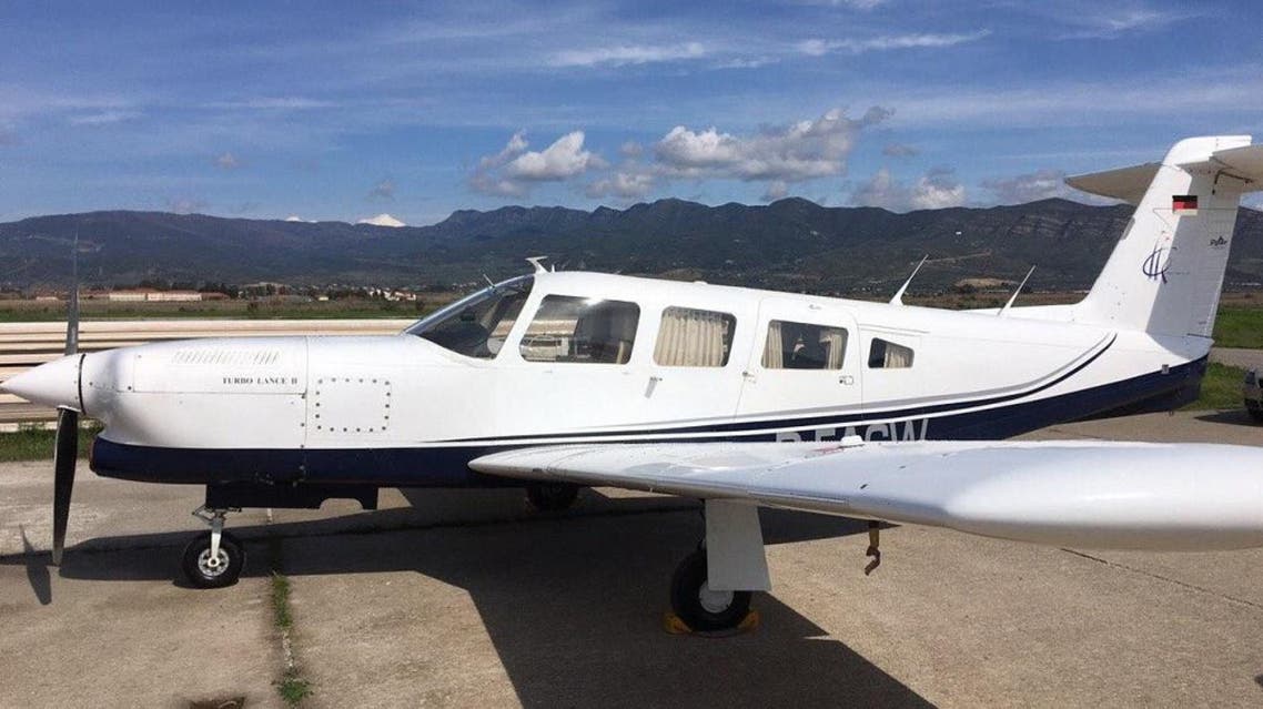 A handout picture released by the Greek police on March 17, 2016 and taken in Messolonghi shows a light aircraft allegedly used for transporting undocumented migrants to western Europe (AFP)