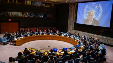 UN Ebola mission chief Anthony Banbury (on screen) speaks to members of the United Nations Security Council during a meeting on the Ebola crisis at the UN headquarters in New York, October 14, 2014. Banbury has accused the world body of ‘colossal mismanagement’ in an op-ed column on the New York Times website (Reuters)