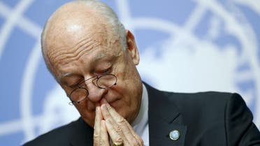 UN mediator for Syria de Mistura attends a news conference on the UN sponsored Syria peace talks in Geneva. (Reuters)
