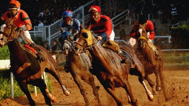 Arabian purebred horses race in the Hippodrome of Beirut, Lebanon Sunday, Feb. 11, 2007. Arabian pure bred which are particularly suited to endurance racing, race every Sunday in the Hippodrome during races popular amongst Beirut people and the betting crowd. (AP)