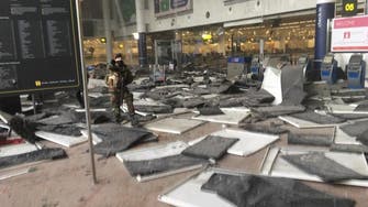 The moment of the explosion inside Brussels airport