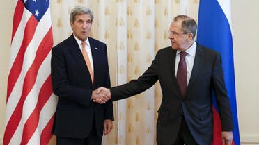 Russian Foreign Minister Sergei Lavrov (R) shakes hands with U.S. Secretary of State John Kerry during a meeting in Moscow, Russia, March 24, 2016 (Reuters)