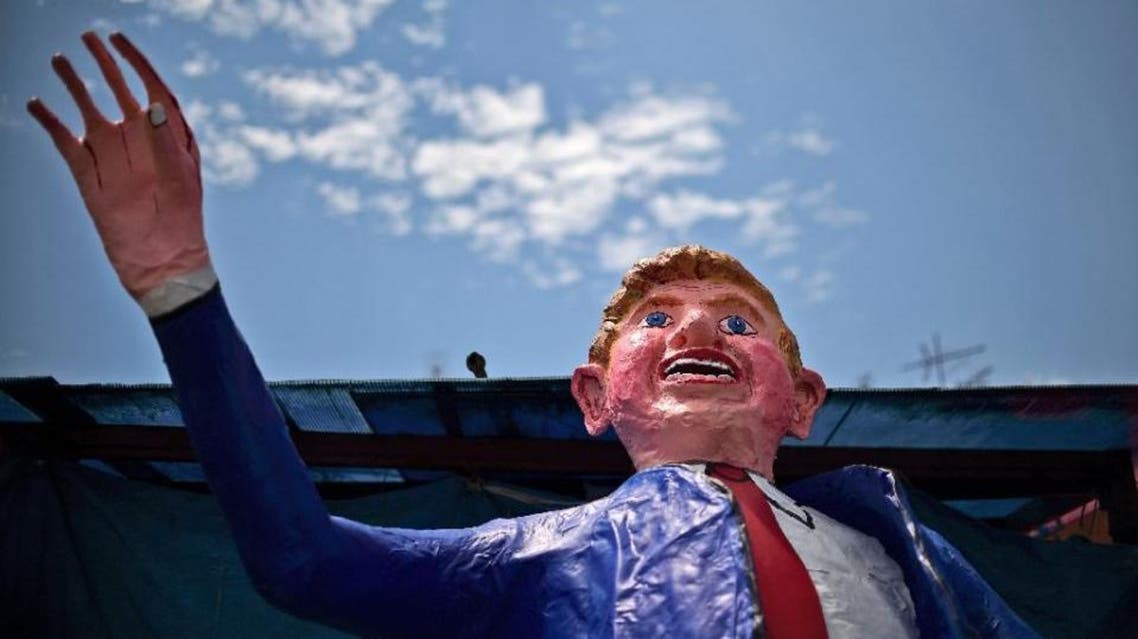 A dummy made by Mexican craftsman Felipe Linares representing US Republican presidential candidate Donald Trump is seen at his workshop in Mexico City on March 24, 2016. (AFP)