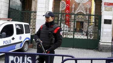 A Turkish police officer stands guard in front of St Antouan Church at Istiklal Street in Istanbul, Turkey March 27, 2016. (Reuters)