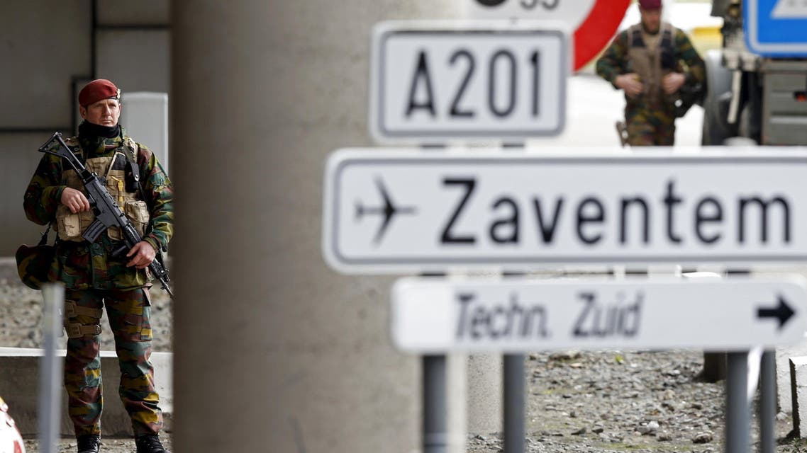 Belgian soldiers control the access to Zaventem airport after the attacks last week in Brussels, Belgium, March 29, 2016. REUTERS/Francois Lenoir