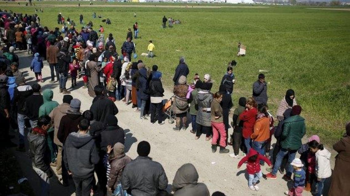 لاجئون على الحدود اليونانية المقدونية
