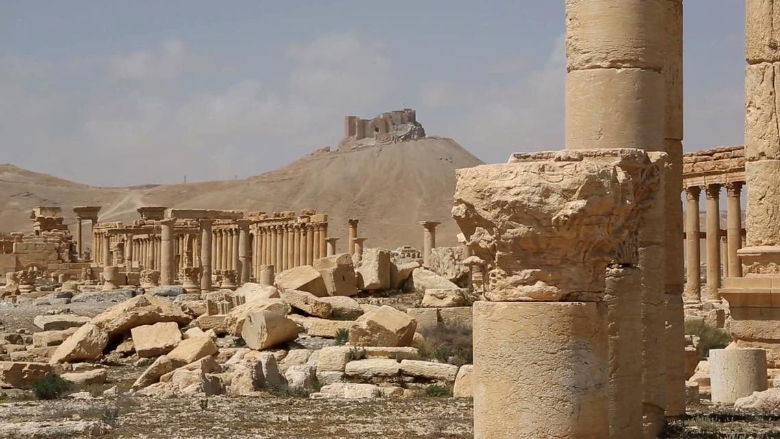 This photo released on Monday March 28, 2016, by the Syrian official news agency SANA, shows a general view of the ancient ruins of Palmyra, central Syria. AP