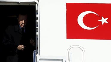 Turkish President Tayyip Erdogan arrives at Joint Base Andrews outside Washington. (Reuters)