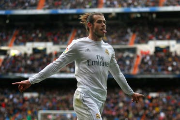 Real Madrid's Gareth Bale celebrates after scoring a goal against Celta during a Spanish La Liga soccer match between Real Madrid and Celta Vigo at the Santiago Bernabeu stadium in Madrid, Saturday, March 5, 2016. Bale scored once in Real Madrid's 7-1 victory. (AP)