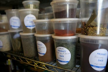 Spices from around world are stocked in the Eat Offbeat pantry in New York, Tuesday, March 29, 2016. A food delivery service is offering New Yorkers the chance to try some food cooked by some unusual chefs. All seven employees at Eat Offbeat are either refugees or asylum-seekers who fled their home countries. They’re cooking foods from those places, including Iraq and Nepal. (AP)