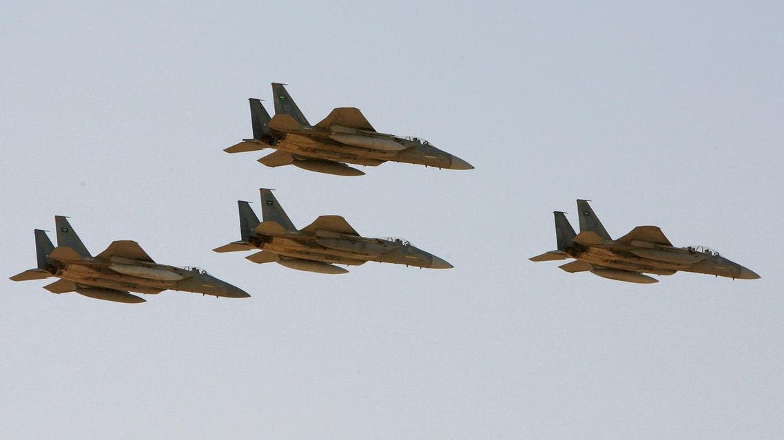 In this Sunday, Jan. 25, 2009 file photo, F-15 warplanes of the Saudi Air Force fly over the Saudi Arabian capital Riyadh during a graduation ceremony at King Faisal Air Force University. The Obama administration is expected to notify Congress on Wednesday, Oct. 20, 2010 of a multibillion-dollar sale of fighter jets and military helicopters to Saudi Arabia, including as many as 84 new F-15 fighter jets and three types of helicopters, officials said Tuesday, Oct. 19, 2010. (AP)