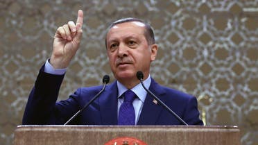 Turkish President Recep Tayyip Erdogan addresses a meeting of local administrators in Ankara, Turkey, Wednesday, April 6, 2016. (AP)
