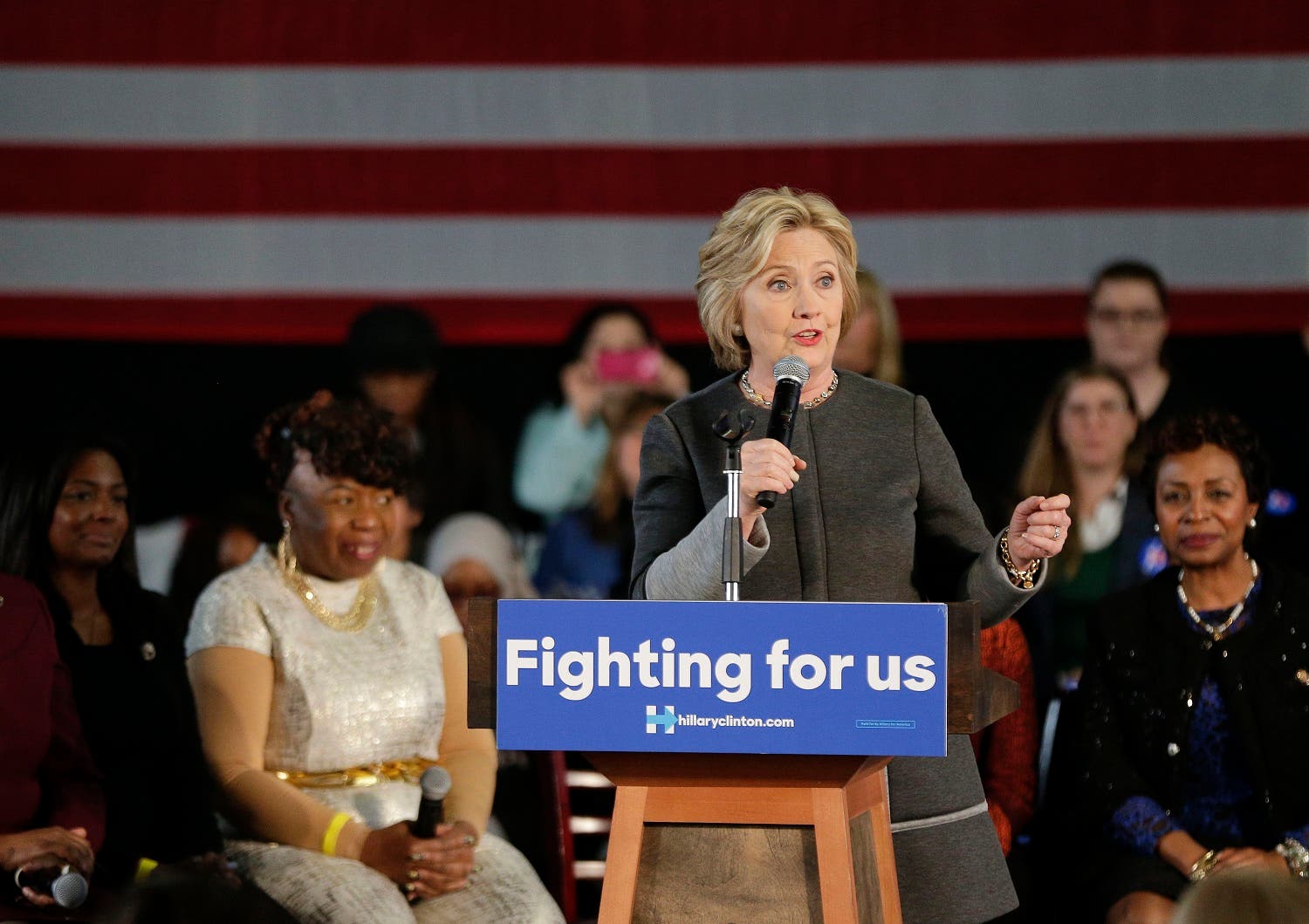 In this Tuesday, April 5, 2016 file photo, Democratic presidential candidate Hillary Clinton speaks during a campaign stop, in New York. The presidential primary is descending on New York, with voting on April 19 as the first time the state has a played a meaningful role in the nominating process in decades. New York is a coveted prize, offering the most delegates of any contest left on the primary calendar until California votes on June 7. (AP)