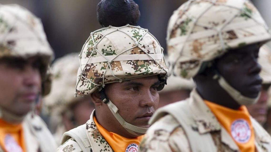 Colombian infantry soldiers to be deployed as the Multinational Force and Observers peacekeeping force in the Sinai peninsula take part in a military ceremony at Bolivar square in Bogota, Colombia, on April 03, 2013 (AFP)