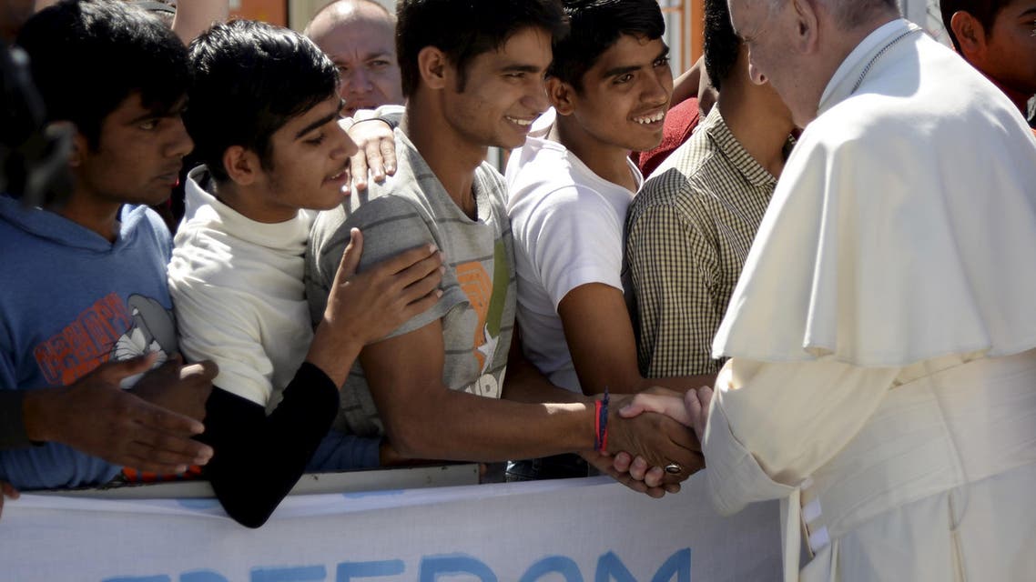 Pope visits refugees in Lesbos