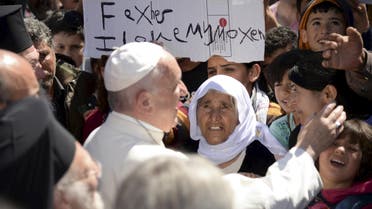 Pope visits refugees in Lesbos