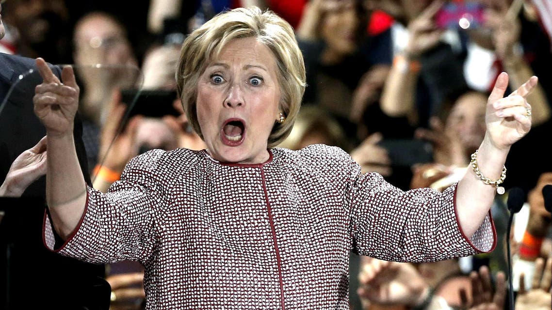 U.S. Democratic presidential candidate Hillary Clinton reacts to the cheers of the crowd at her New York presidential primary night rally in Manhattan. (Reuters)