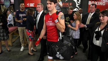 Canadian Prime Minister Justin Trudeau walks into the ring at Gleason's Boxing Gym in the Brooklyn borough of New York, US, April 21, 2016. (Reuters)