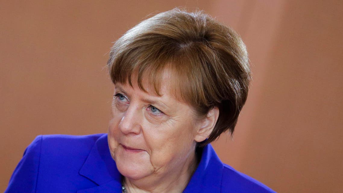 German Chancellor Angela Merkel arrives for the weekly cabinet meeting of the German government at the chancellery in Berlin, Wednesday, April 20, 2016.