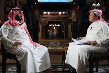Saudi Deputy Crown Prince Mohammed bin Salman with Al Arabiya's General Manager Turki Al-Dakhil. (Al Arabiya)