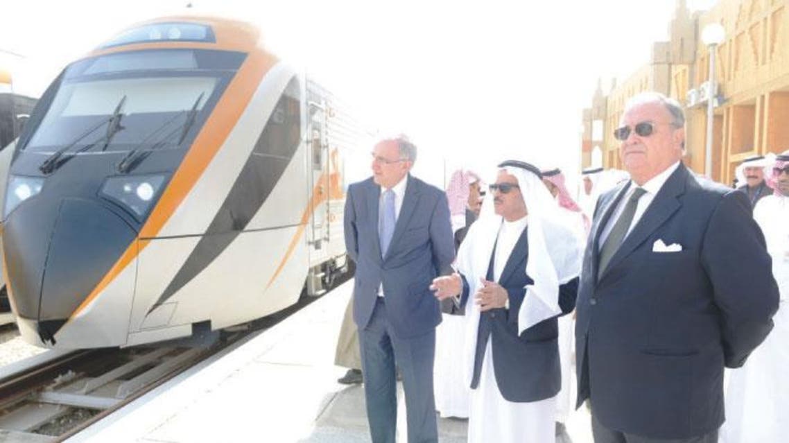 Saudi Railways Organization (SRO) CEO Muhammad Al-Suwaiket and Spanish Ambassador to the Kingdom Joaquin Perez at the launch of four new push-pull passenger trains at Dammam passenger train station. (Saudi Gazette)