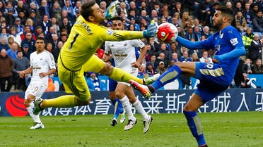 Swansea's Lukasz Fabianski saves from Leicester City's Riyad Mahrez in an earlier match. (File photo: Reuters)