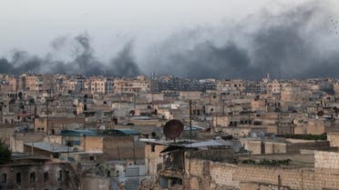 Smoke rises after airstrikes on the rebel-held al-Sakhour neighborhood of Aleppo, Syria April 29, 2016. REUTERS