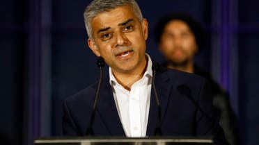 Sadiq Khan, Labour Party candidate, speaks on the podium after hearing the results of the London mayoral elections, at City Hall in London, Saturday, May 7, 2016. (AP Photo/Kirsty Wigglesworth)