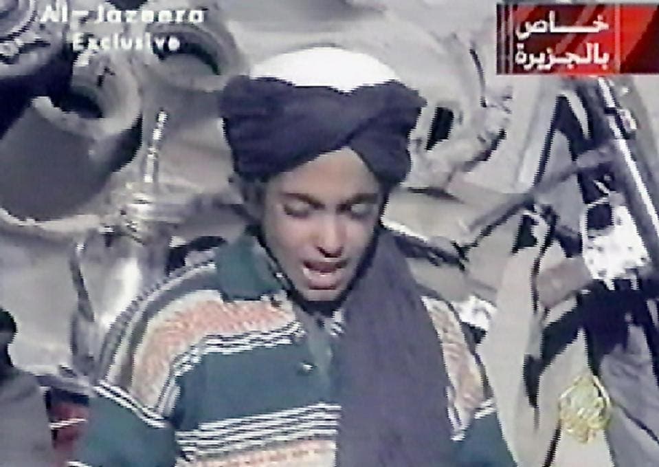 Hamza bin Laden (pictured in 2001), son of Al-Qaeda's late founder Osama bin Laden, has urged jihadists in Syria