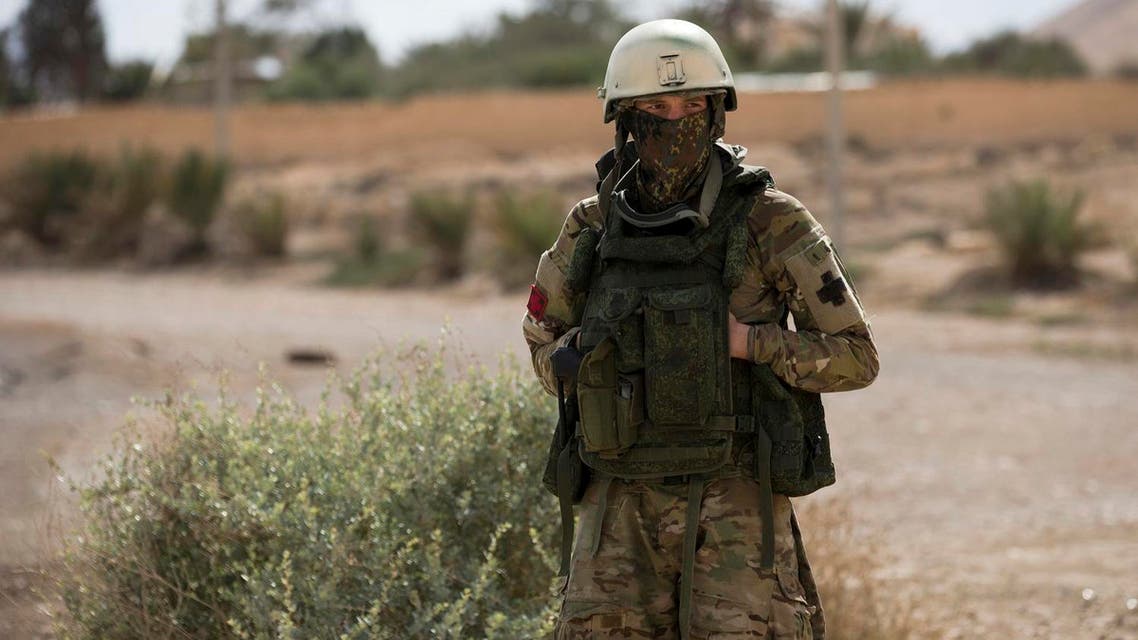 A Russian soldier stands guard in the ancient city of Palmyra in the central Homs province, Syria, Thursday, April 14, 2016. (File photo: AP)