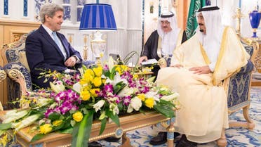 Saudi Arabia's King Salman (R) meets US Secretary of State John Kerry in Jeddah, Saudi Arabia May 15, 2016. (Saudi Press Agency/Handout via Reuters)