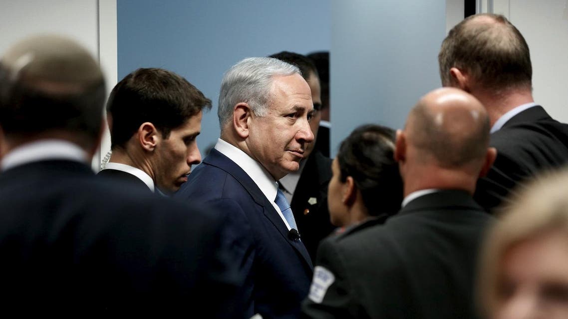 Israel's Prime Minister Benjamin Netanyahu departs after participating in a forum hosted by the Center for American Progress in Washington November 10, 2015. Israeli Prime Minister Benjamin Netanyahu assured U.S. President Barack Obama on Monday that he remained committed to a two-state solution to the Israeli-Palestinian conflict as they sought to mend ties strained by acrimony over Middle East diplomacy and Iran. REUTERS