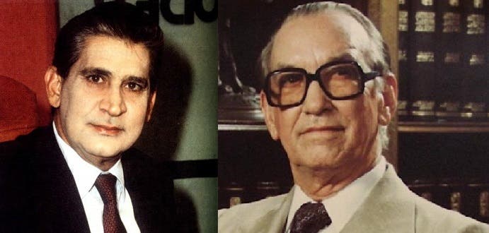 من اليمين، الرئيس المنتحر غوثمان ونائبه مخلوطة، أول لبناني الأصل رئيسا في جمهورية الدومينيكان
