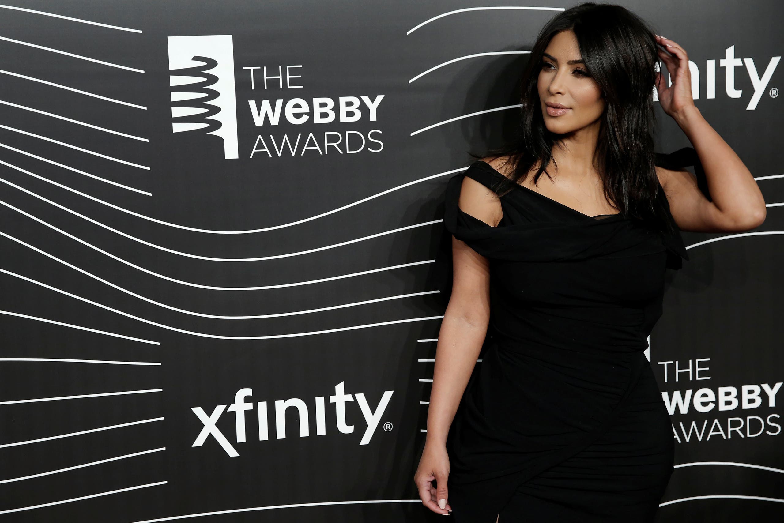 Kim Kardashian West poses as she arrives for the 20th Annual Webby Awards in Manhattan. (Reuters)