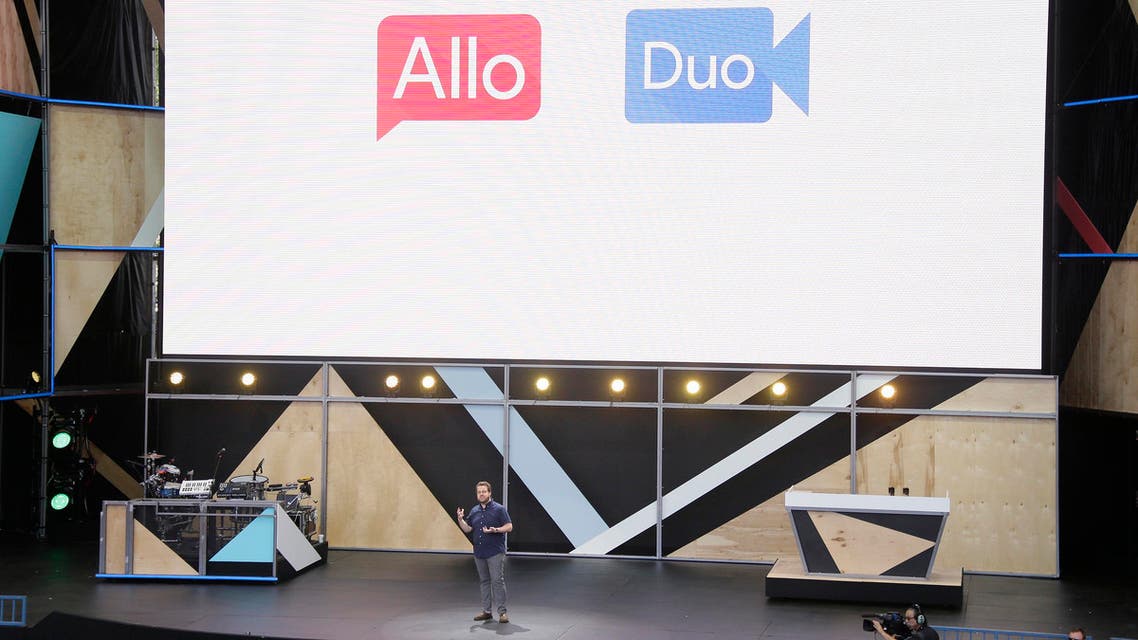 Google engineering director Erik Kay talks about the new Allo messaging app and Duo during the keynote address of the Google I/O conference. (AP)