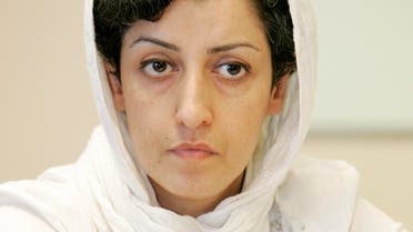 Iranian Narges Mohammadi during a press conference on the Assessment of the Human Rights Situation in Iran, at the UN headquarters in Geneva, Switzerland, Monday, June 9, 2008. (AP)