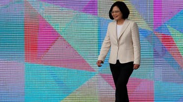 Taiwan’s President Tsai Ing-wen walks on the podium before addressing during an inauguration ceremony in Taipei. (Reuters)