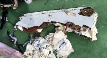 A picture uploaded on the official Facebook page of the Egyptian military spokesperson on May 21, 2016 and taken from an undisclosed location reportedly shows some debris that the search teams found in the sea. (AFP)