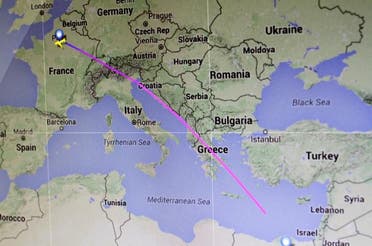 The flight path of EgyptAir flight MS804 from Paris to Cairo. (Map: Flightradar24.com/Handout via Reuters)